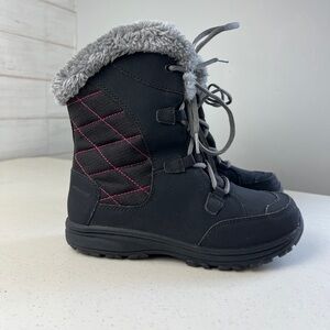 Columbia Girls Ice Maiden II Winter Boots Black Waterproof Faux Fur Lined Sz 3